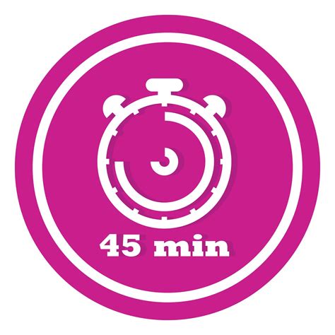 45 Minutes Timer Clock Vector Icon, 45 Munites Stopwatch Icon, Flat ...