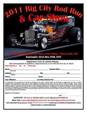 Fillable Online 2011 Flyer registration form-web - Highwaymen Norcal C ...