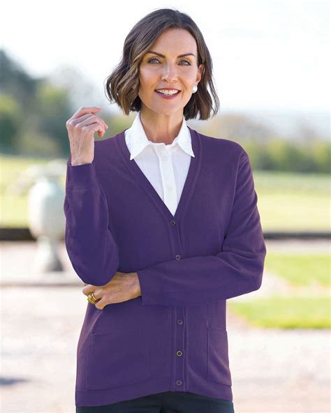 Ladies Merino Wool Cardigan Violet | Country Collection
