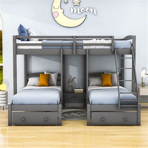 Harriet Bee Full Over Twin & Twin 3 Drawer L-Shaped Bunk Beds & Reviews ...