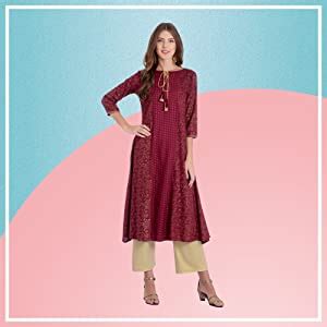 Rapsodia Women Green Floral Printed Flared Kurta : Amazon.in: Clothing ...