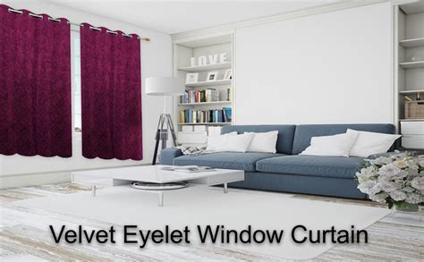 Buy Fabrilia Velvet Eyelet Window Curtain 5 feet Long for Living Room ...