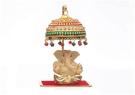 TEJ GIFTS Metal Umbrella Chhatra with Hanging Crystals for Car ...