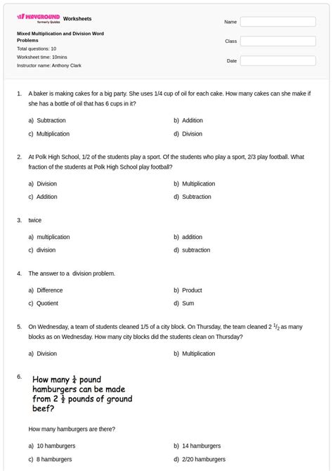 50+ Mixed Multiplication and Division worksheets for Class 7 on ...
