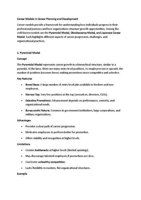 Career Models in Career Planning and Development: Pyramidal ...