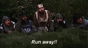 Rezultat imagine pentru Monty Python Run Away Clip