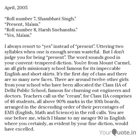 April, 2005 “Roll number... | Quotes & Writings by Harsh Snehanshu ...