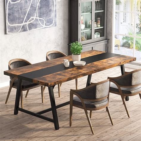 Wooden Dining Table Tribesigns 70.9 Wood Dining Table For 6-8 People ...
