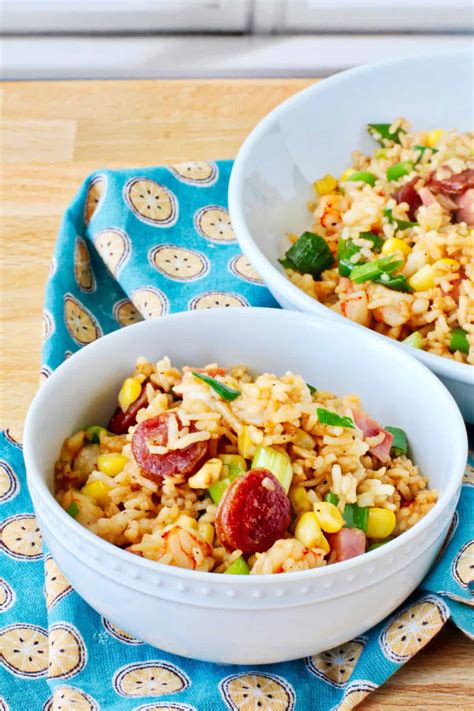 Ham, Shrimp, and Chinese Sausage Fried Rice | Karen's Kitchen Stories