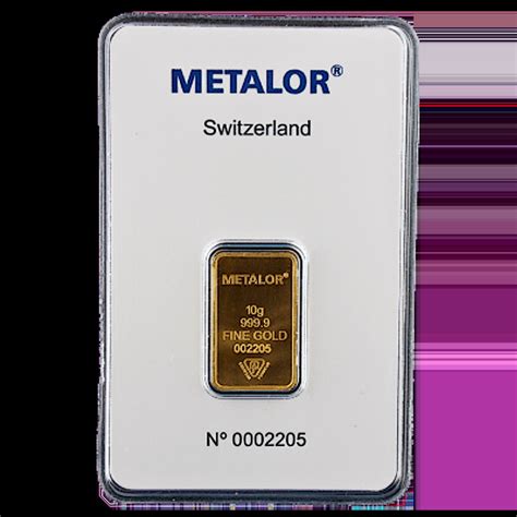 Buy 10 Gram Metalor Swiss Gold Bullion Bar (Pre-Owned)