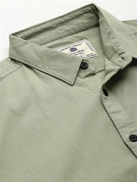 Men's Solid Green Slim Fit Cotton Casual Shirt – DENNIS LINGO