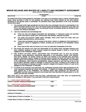 Fillable Online 2016 I-76 Speedway Minor Release Form (PDF) - Colorado ...