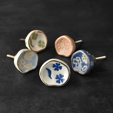 Pushpika Floral Gold Ceramic Cabinet Knob – Spruce and Pop