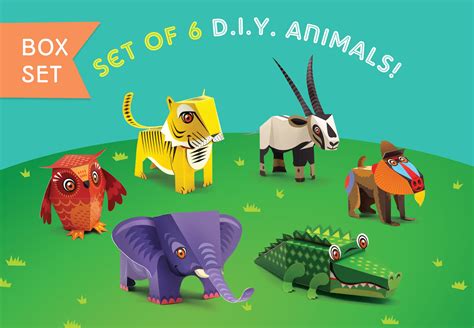 BOX SET 1: Set of 6 DIY Mini Endangered Animals Paper Craft Kits – Sky ...