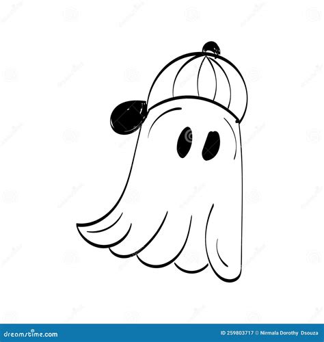 Spooky Outline Drawing - Black and White Stock Illustration ...