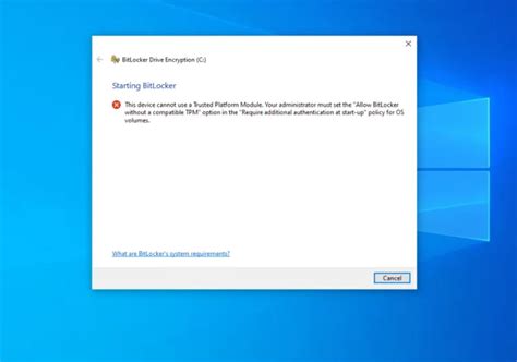 Image result for BitLocker This Device Can't Use a Trusted Platform Module
