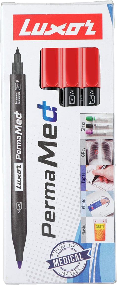 Luxor Perma Med Red Marker Pen - Vibrant Color, Great for Office Use ...