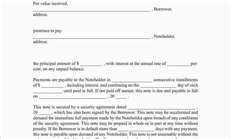Installment Promissory Note Template 的图像结果