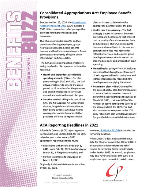 Consolidated Appropriations Act: Employee Benefit Provisions • Pierce ...