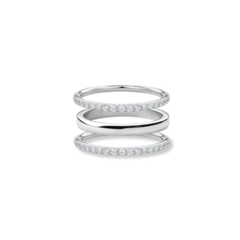 Band & Double Half Eternity Ring Stack (3 Rings) – KYZAINDIA