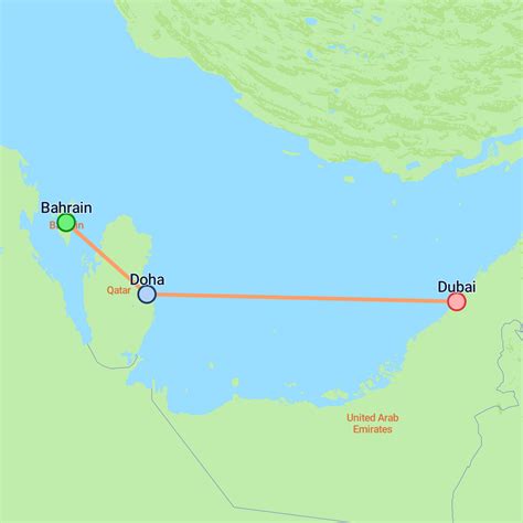 Map Of Bahrain To Dubai