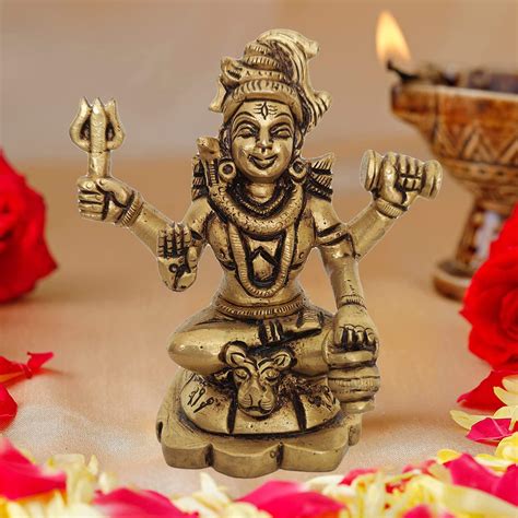 Buy AFFINITY Handcrafted Brass Gold Plated Load Shiv | Bholenath ...