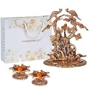 Buy INTERNATIONAL GIFT® Copper Radha Krishna Tree Statue with 2 Pics ...