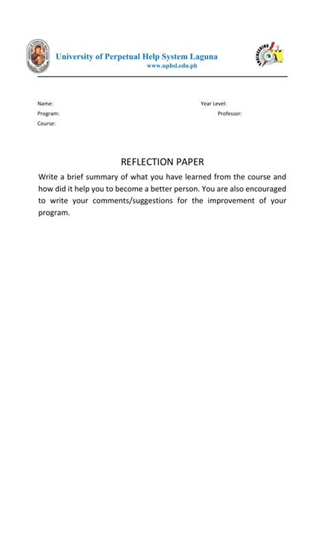 Image result for Sample of Reflection Paper