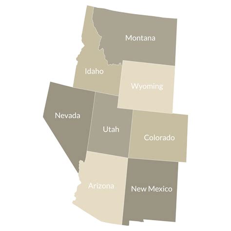 USA states Rocky Mountain regions map. Regions of the United States of America Rocky Mountain ...