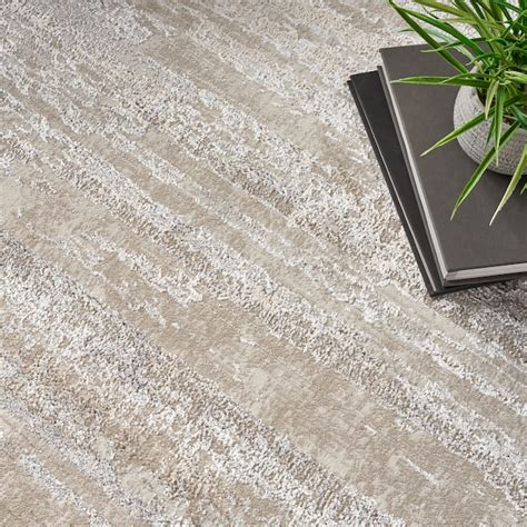 Nourison Glam Modern Distressed Indoor Area Rug Cream Grey 9' x 12' in ...