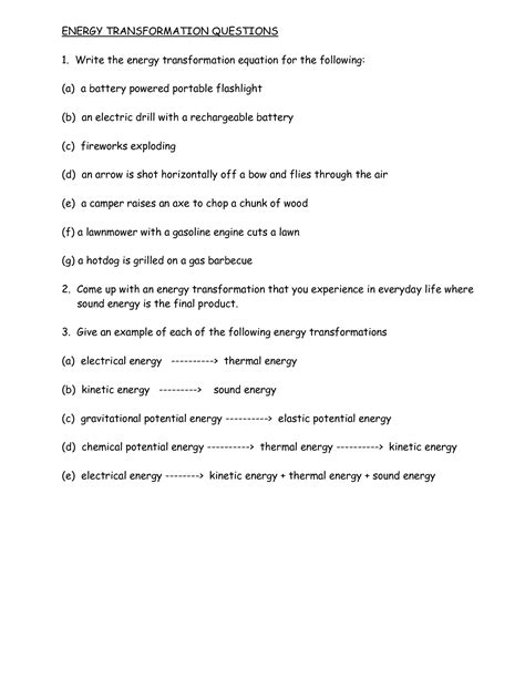 Energy Transformation Worksheet Key 的图像结果