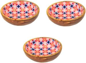 Trend Kingdom Wooden Salad Bowl Printed Wooden Bowl for Snacks Mixing ...