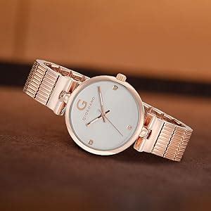 Giordano Analog Watch for Women with White Crystal Studded Dial, Rose ...