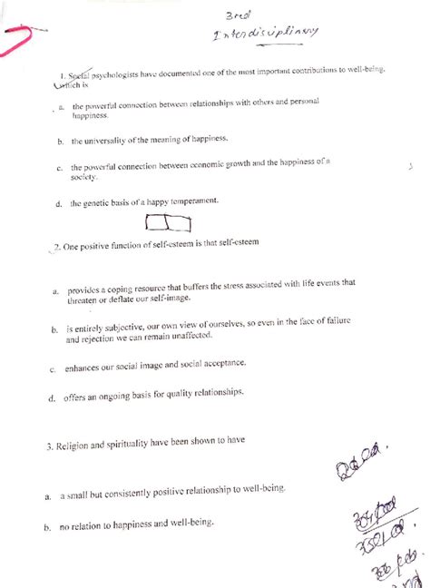 PSY 141: Final Exam Study Guide on Positive Psychology - Studocu