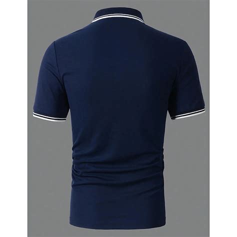 Men's Polo Shirt Button Up Polos Business Casual Lapel Short Sleeve ...