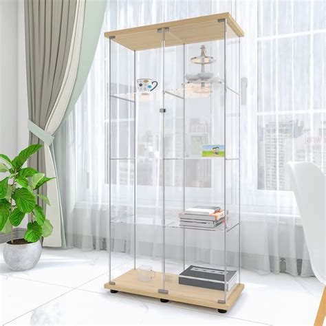 Buy Glass Display Cabinet 4-Shelf Case in Clear with Door, Curio ...