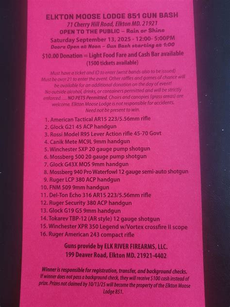 1st Annual Gun Bash, 71 Cherry Hill Rd, Elkton, MD, 13 September 2025 ...