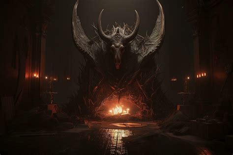 devil in hell, demon sitting on a throne, Warrior king sitting on the ...
