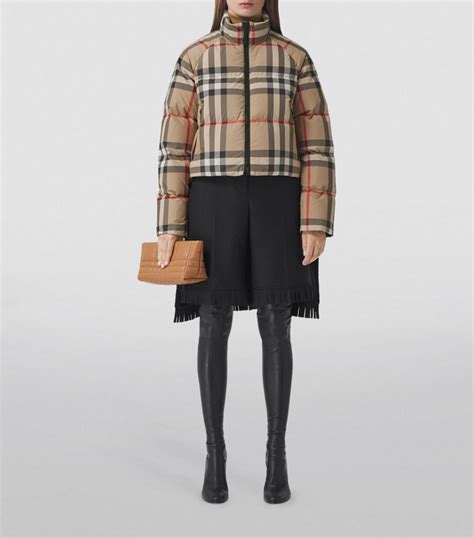Burberry Burberry Cropped Check Puffer Jacket | Editorialist