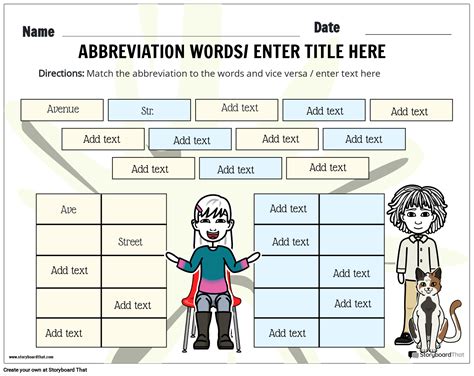 Storyboard That: Free Abbreviation Worksheets for Teachers