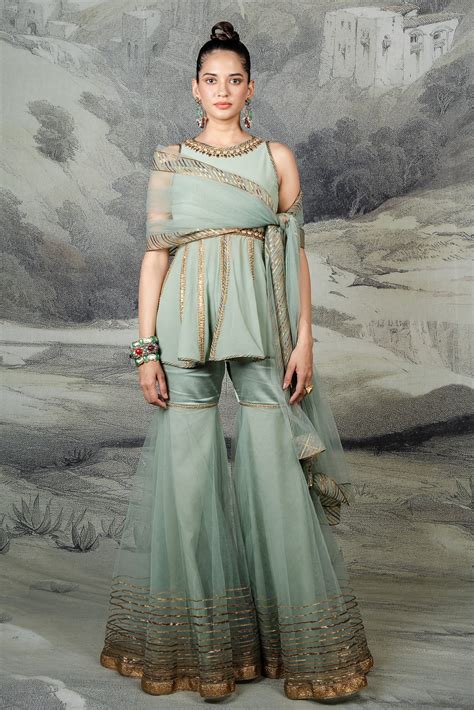 Soft Pastel Green Sharara Set | BARODA