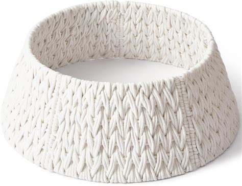 Amazon.com: 28in Woven Christmas Tree Collar, Chunky Cotton Rope Weave ...