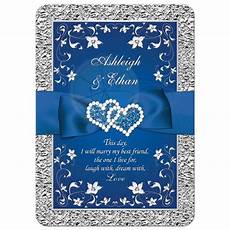 Blue Invitations Wedding by Royal Blue Wedding Invitation Faux Foil Silver Floral Blue Invitations Wedding