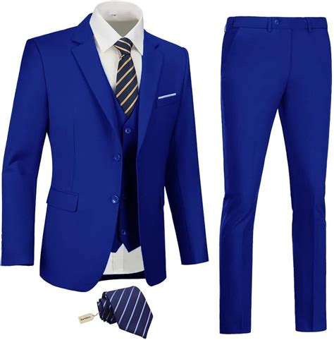 Buy Amyox Men's Slim Fit 3 Piece Suit Two Button Business Wedding Dress ...