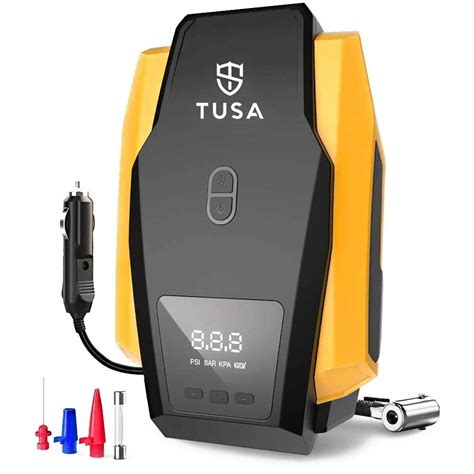 TUSA Digital Air Compressor Pump - 12V Digital Car Tyre Inflator with ...