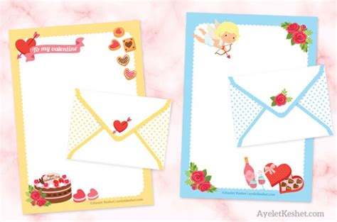 Free printable valentine's Day writing paper sets - Ayelet Keshet