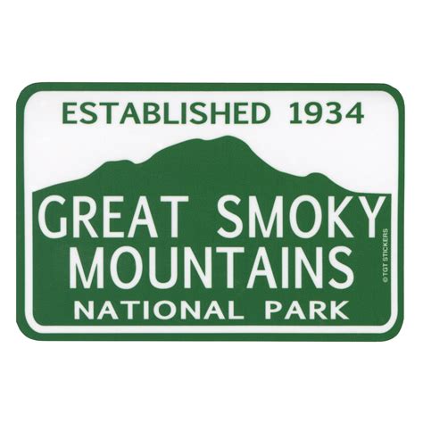Great Smoky Mountains National Park Green & White Rectangle Sticker ...