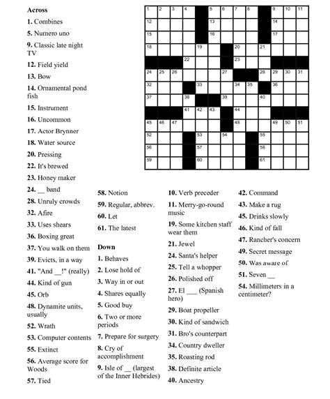 Printable Free Large Print Crossword Puzzle - Printable JD