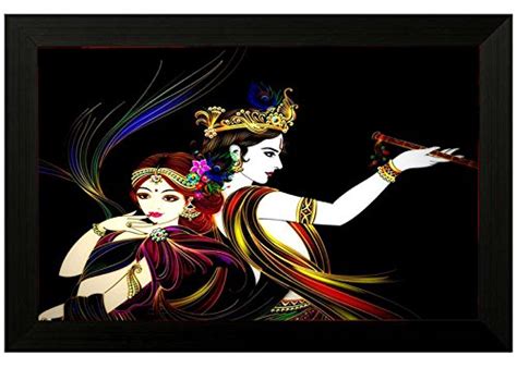 Pintura 'Radha Krishna Design' Canvas Framed Painting (Vinyl Board, 45. ...