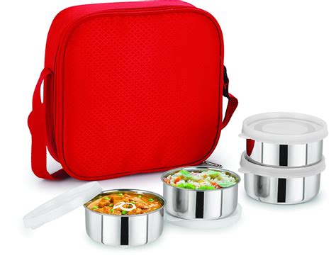 Buy Freshco Stainless Steel Viva Softline Lunch Box, Small(Blue, 4 ...